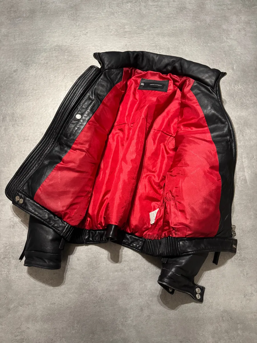 AW2008 Dsquared2 Puffer Black Leather Jacket - Image 3