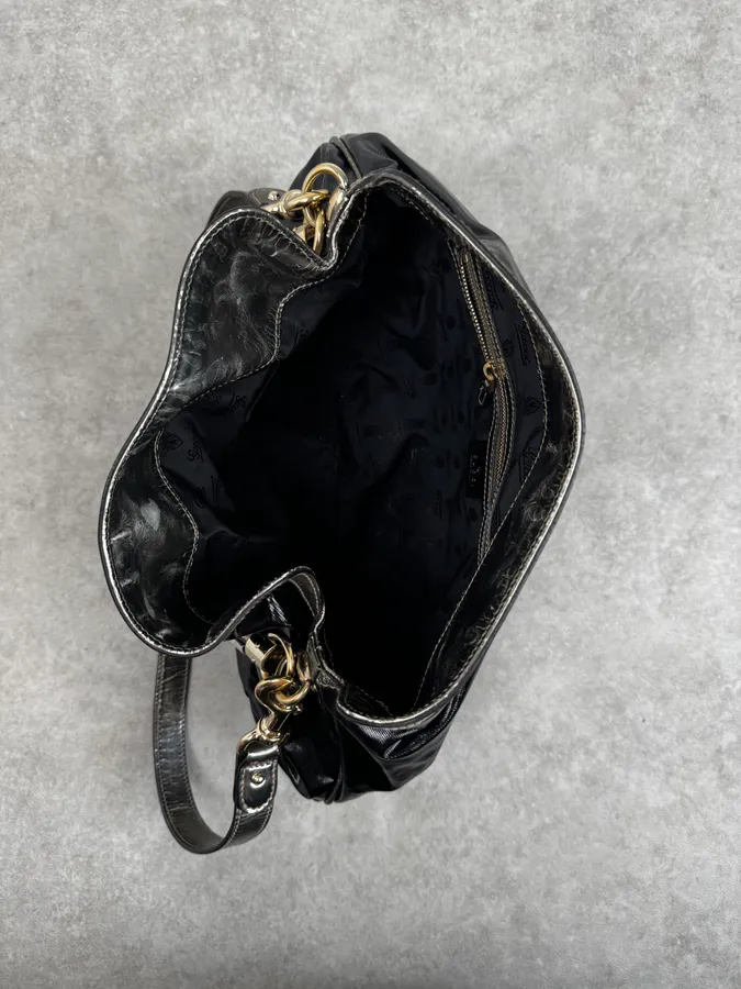AW2008 Gucci Black & Silver Bamboo Painted Indy Handle Bag by Frida Giannini - Image 10