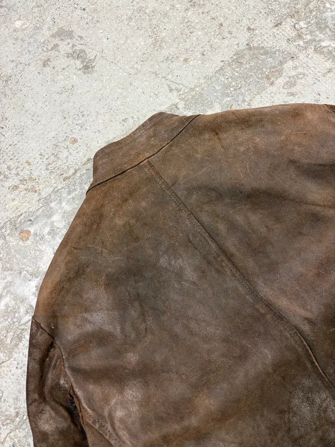 AW2008 Maison Margiela Brown 5-Zip Eroded Leather Biker Jacket - Image 8