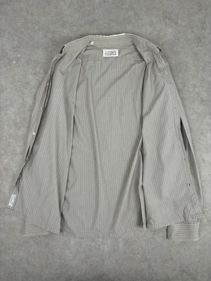 AW2008 Maison Martin Margiela Beige Striped Signature Shirt - Image 7