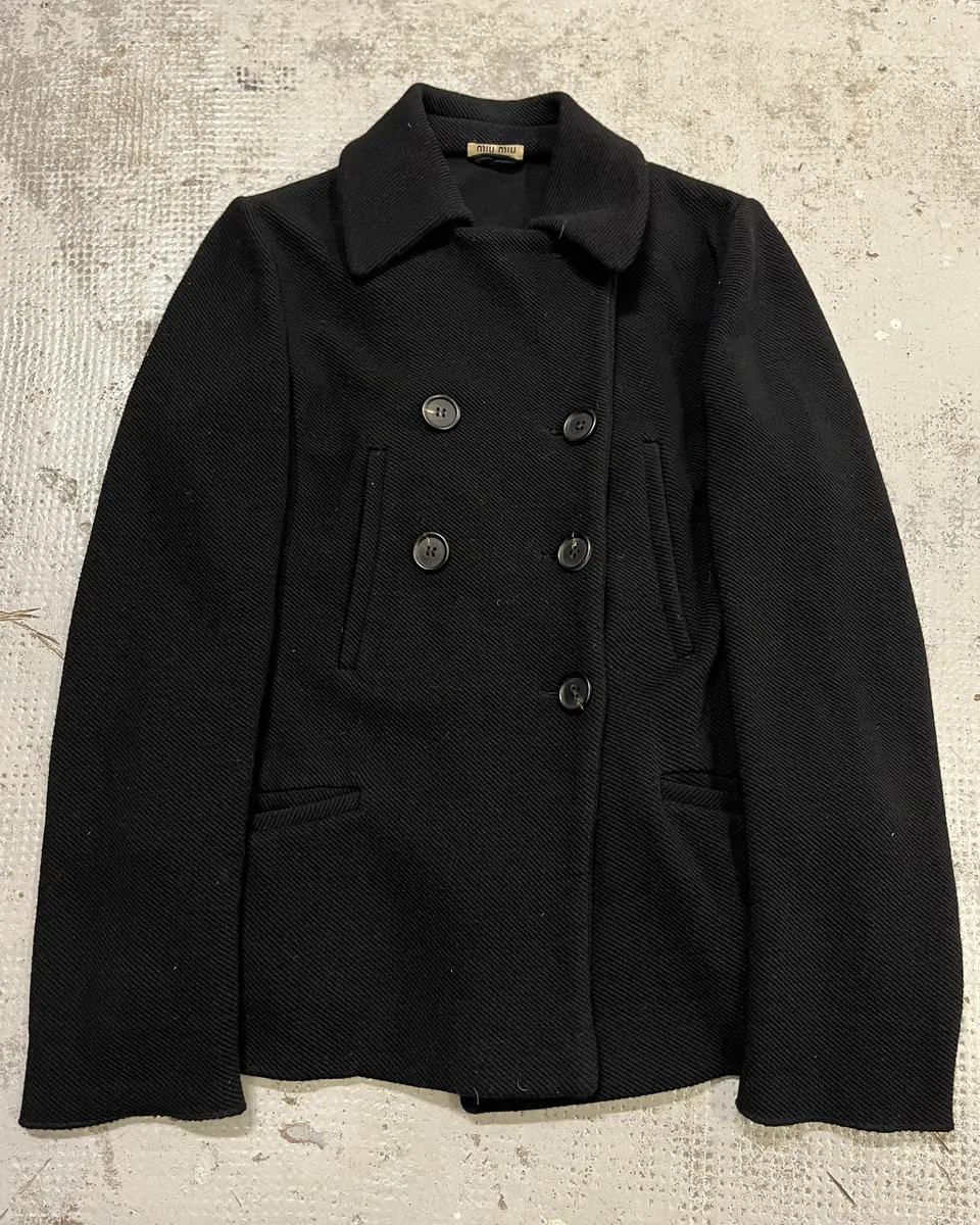 AW2008 Miu Miu Black Wool Double-Breasted Coat