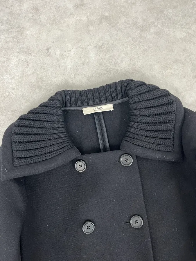 AW2008 Prada Black Black Classy Wool Coat - Image 4