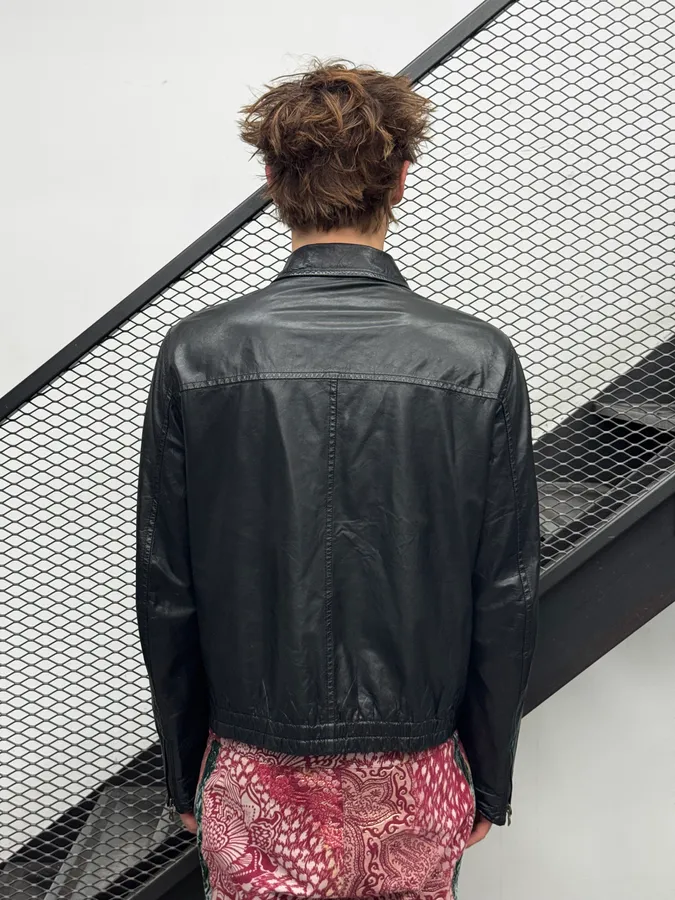 AW2008 Prada Black Classy Leather Jacket - Image 4