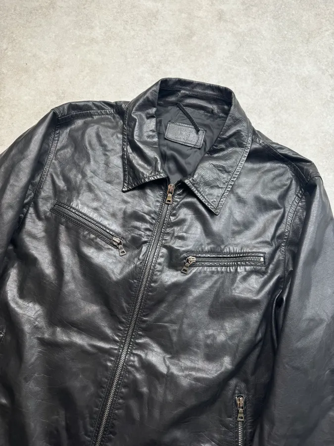 AW2008 Prada Black Classy Leather Jacket - Image 5