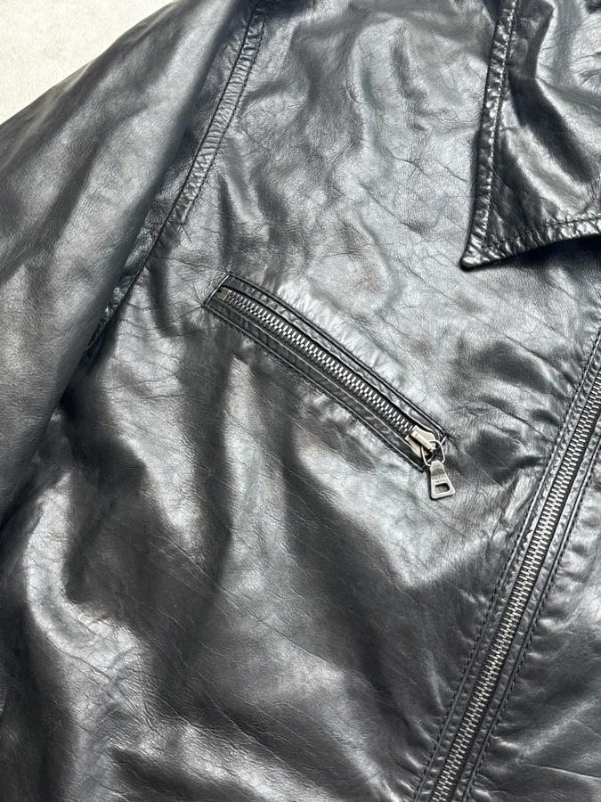 AW2008 Prada Black Classy Leather Jacket - Image 8