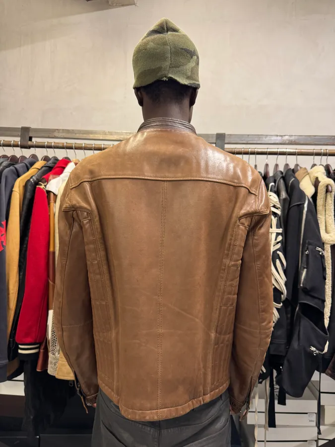 AW2008 Prada Camel Biker Leather Jacket - Image 3