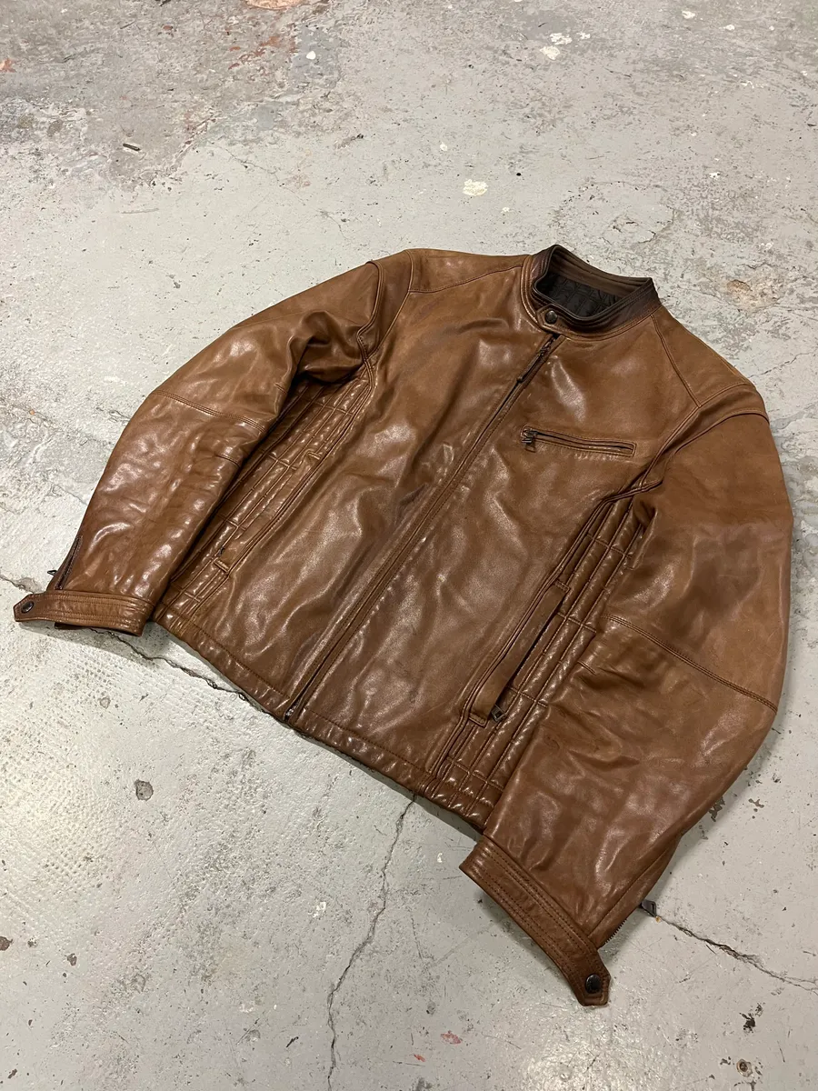 AW2008 Prada Camel Biker Leather Jacket - Image 4