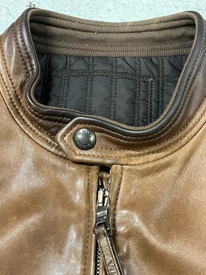 AW2008 Prada Camel Biker Leather Jacket - Image 8