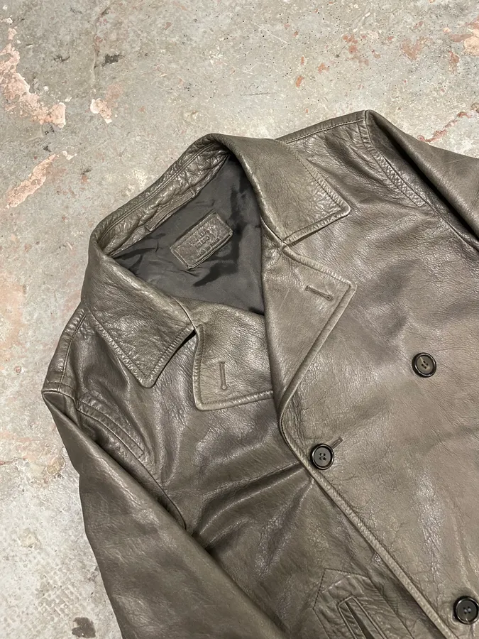 AW2008 Prada Grey Buttoned Premium Leather Jacket - Image 5