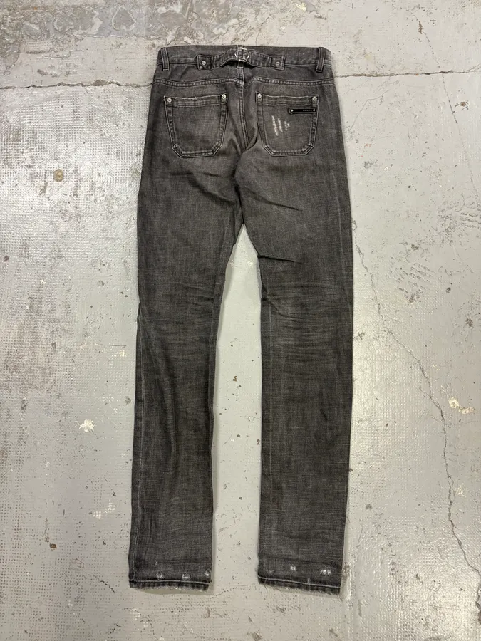 AW2008 Prada Grey Cotton Slim Button-Fly Denim Jeans - Image 6