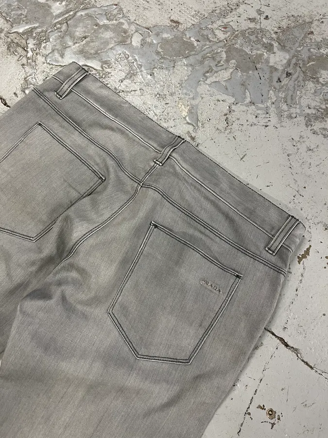 AW2008 Prada Grey Denim Tapered Fit Jeans - Image 9