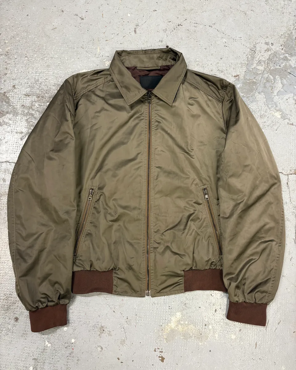 AW2008 Prada Light Olive Nylon Bomber Jacket