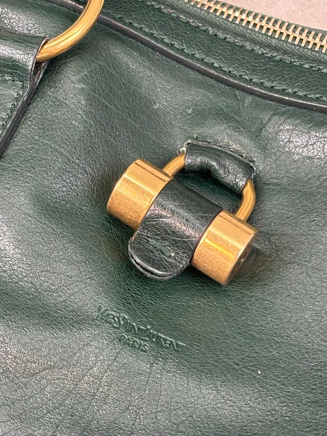 AW2008 Yves Saint Laurent Muse Dark Green Leather Handle Bag - Image 8