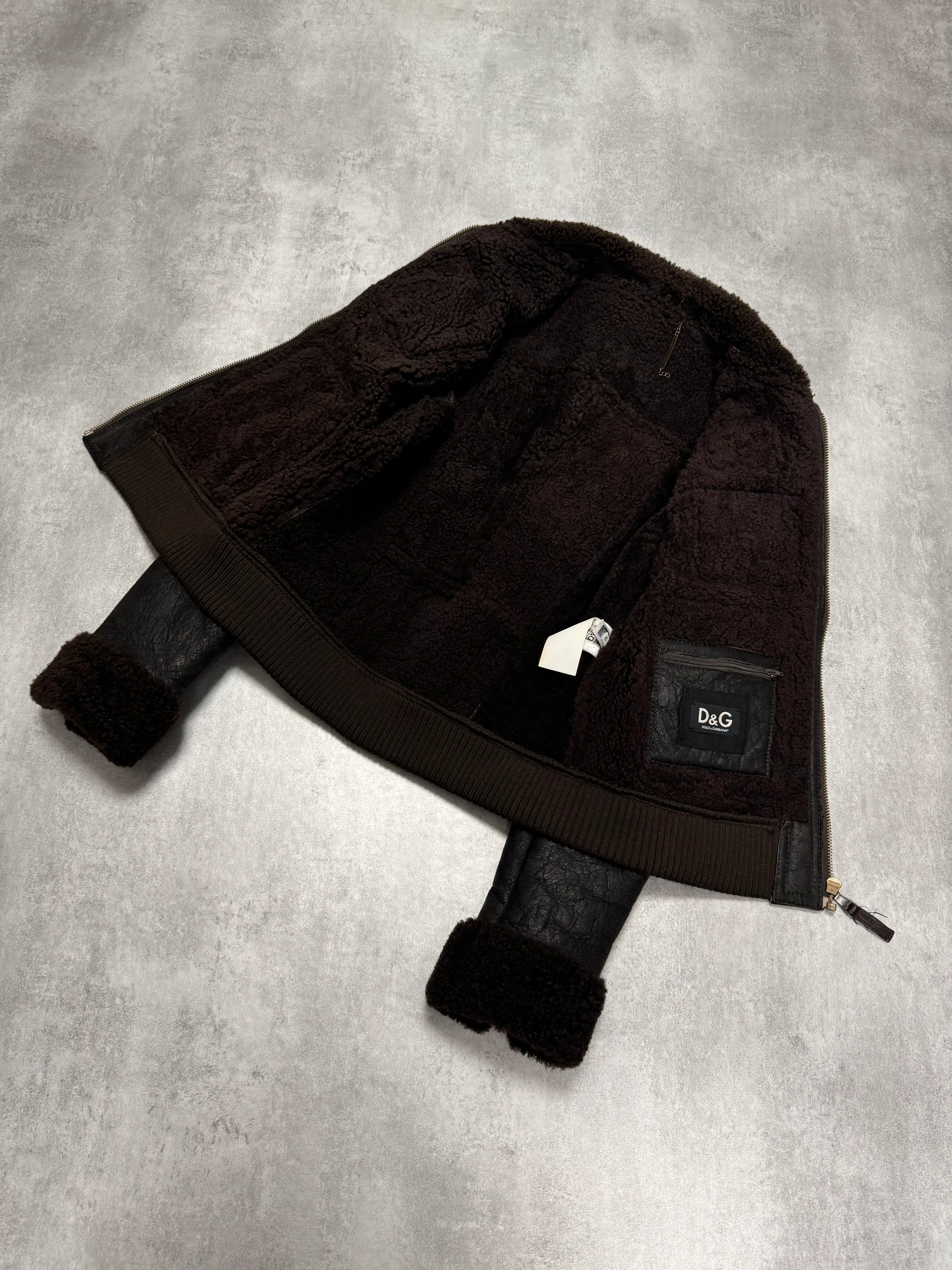 AW2009/10 Dolce & Gabbana Cargo Utility Bomber Shearling Leather Jacket (S/M) - Image 8