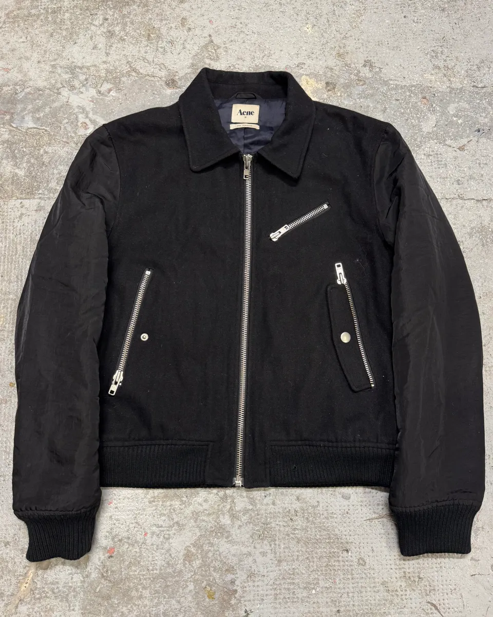 AW2009 Acne Studios Black Multi Zips Hybrid Nylon Wool Jacket