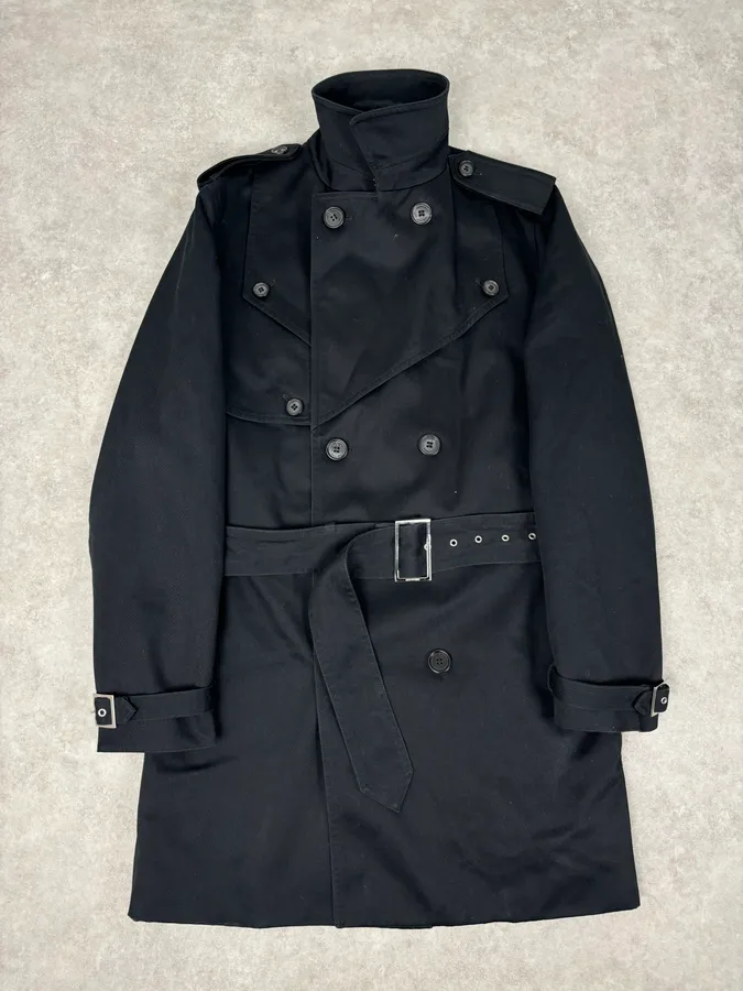 AW2009 Dior Black Wool Double-Breasted Trench Coat by Kris Van Assche - Image 4