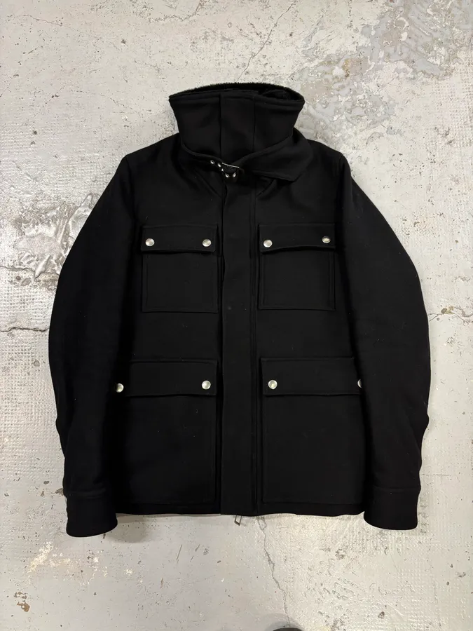 AW2009 Dior Black Wool Multi-Pocket Classy Coat by Kris Van Assche - Image 4