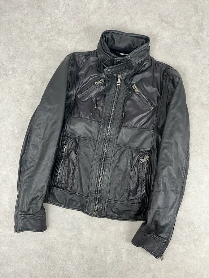 AW2009 Dolce & Gabbana Black Multi-Zip Nylon & Leather Jacket - Image 5