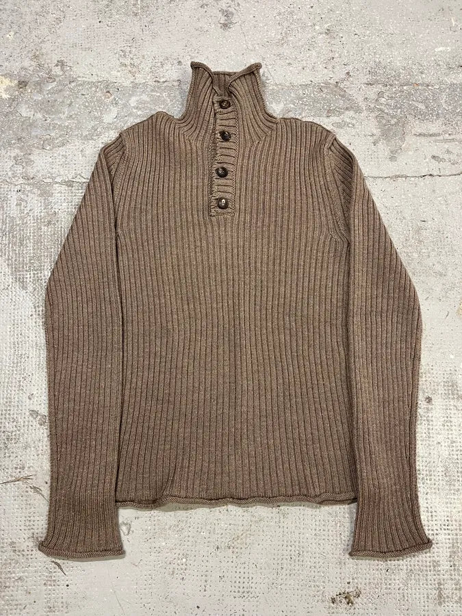 AW2009 Dolce & Gabbana Camel Buttoned Up Sweater - Image 4
