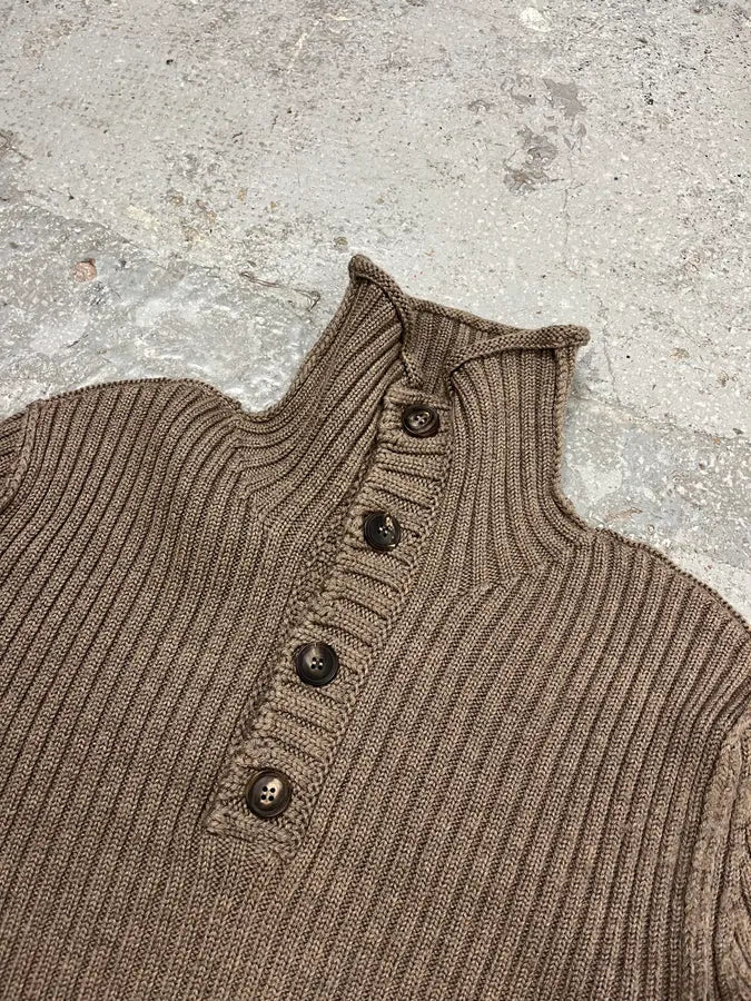 AW2009 Dolce & Gabbana Camel Buttoned Up Sweater - Image 5