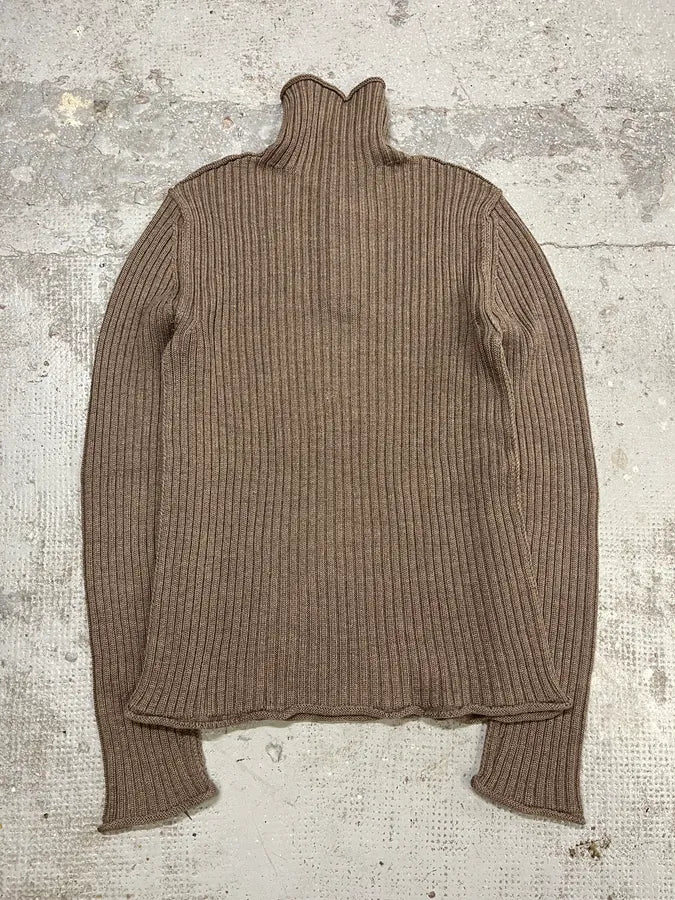 AW2009 Dolce & Gabbana Camel Buttoned Up Sweater - Image 7