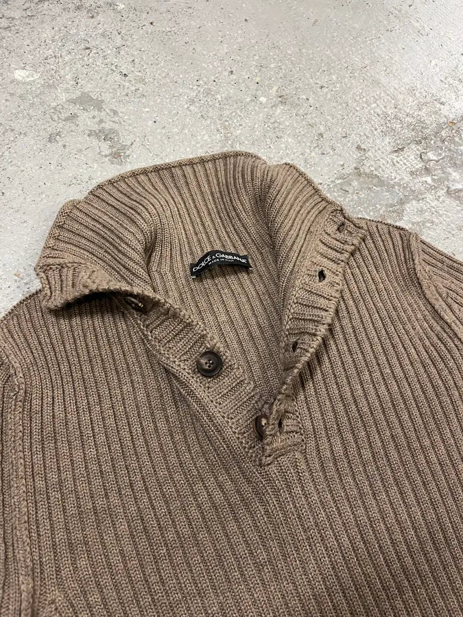 AW2009 Dolce & Gabbana Camel Buttoned Up Sweater - Image 8