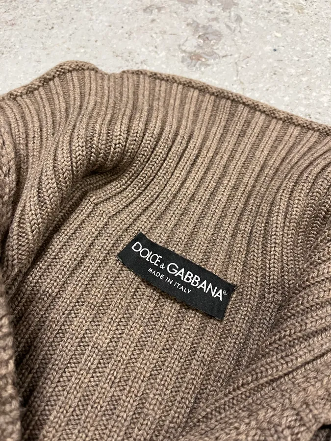 AW2009 Dolce & Gabbana Camel Buttoned Up Sweater - Image 9