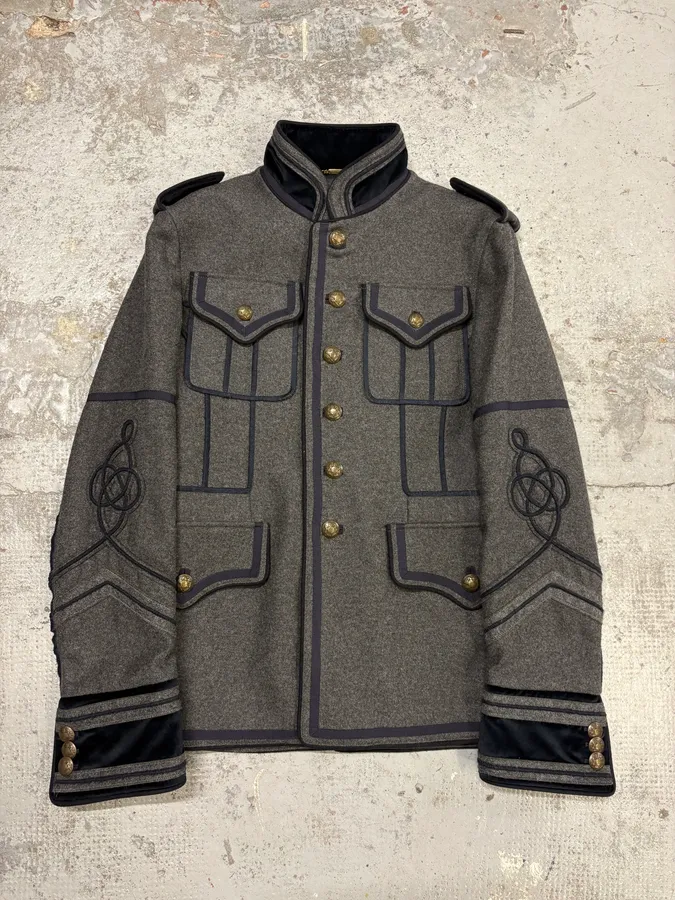 AW2009 Dolce & Gabbana Grey & Navy Napoleon Officer Wool Jacket