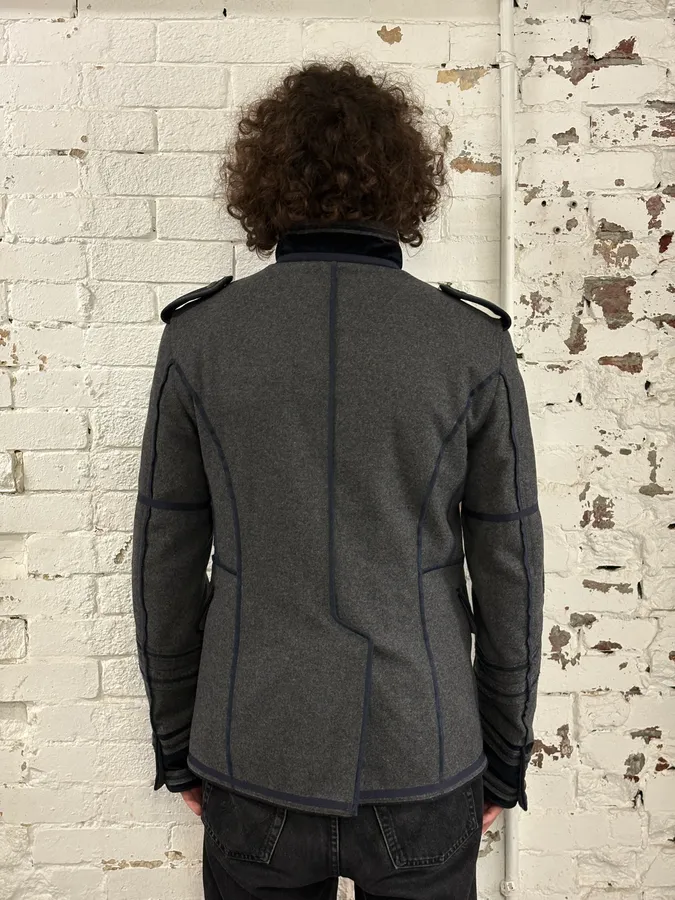AW2009 Dolce & Gabbana Grey & Navy Napoleon Officer Wool Jacket - Image 4