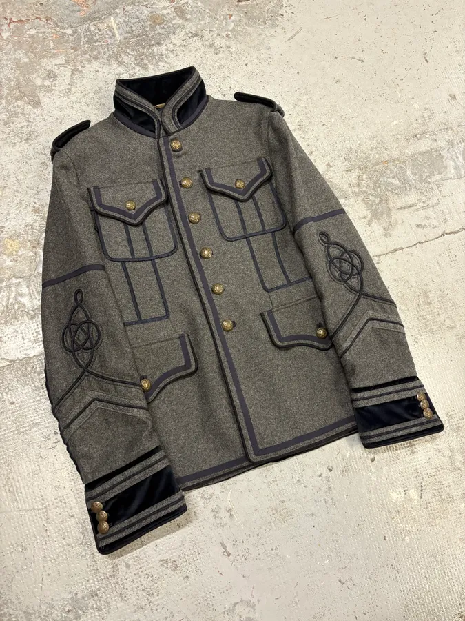 AW2009 Dolce & Gabbana Grey & Navy Napoleon Officer Wool Jacket - Image 5