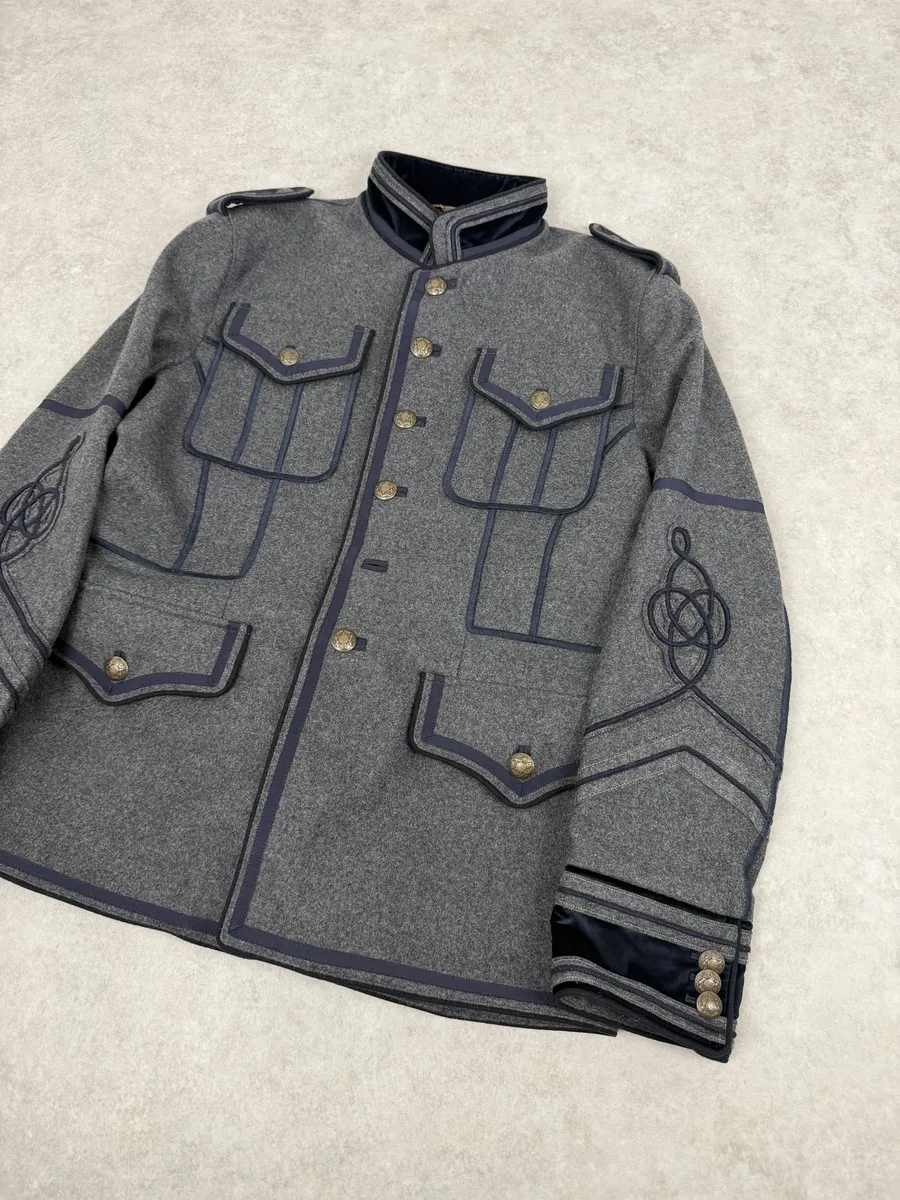 AW2009 Dolce & Gabbana Grey & Navy Napoleon Officer Wool Jacket - Image 11