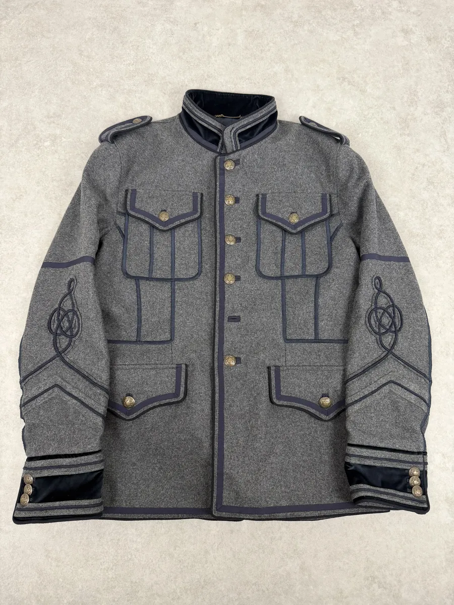 AW2009 Dolce & Gabbana Grey & Navy Napoleon Officer Wool Jacket - Image 2