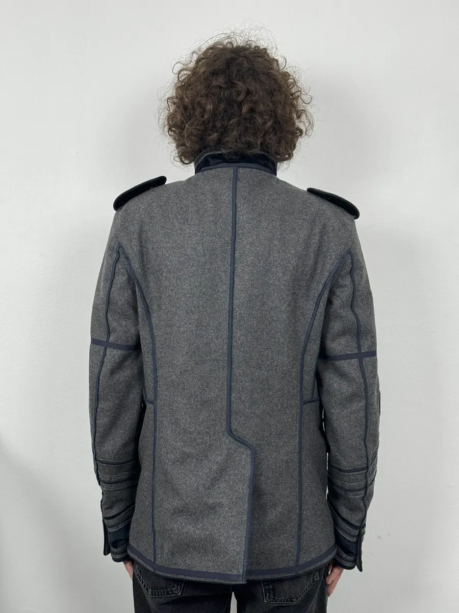 AW2009 Dolce & Gabbana Grey & Navy Napoleon Officer Wool Jacket - Image 5