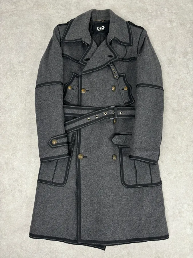 AW2009 Dolce & Gabbana Grey Wool Officer Trench Coat