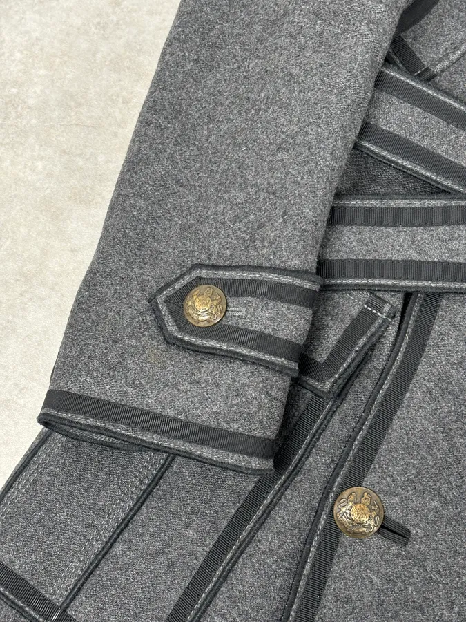 AW2009 Dolce & Gabbana Grey Wool Officer Trench Coat - Image 12