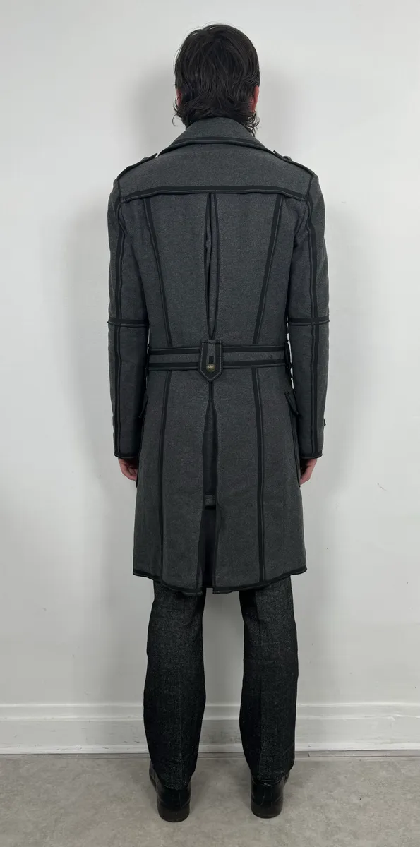 AW2009 Dolce & Gabbana Grey Wool Officer Trench Coat - Image 4