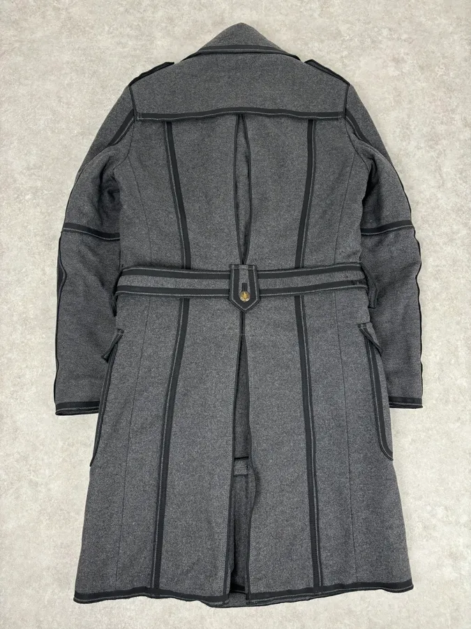 AW2009 Dolce & Gabbana Grey Wool Officer Trench Coat - Image 7