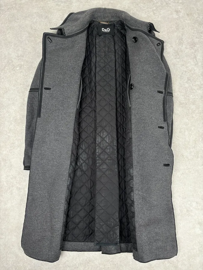 AW2009 Dolce & Gabbana Grey Wool Officer Trench Coat - Image 9