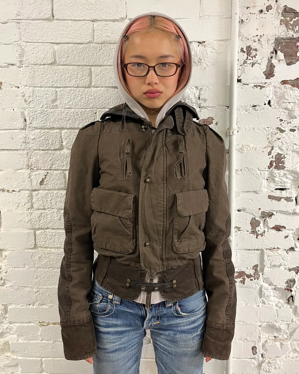 AW2009 Dsquared2 Brown Multi Pockets Cargo Bomber Jacket - Image 2
