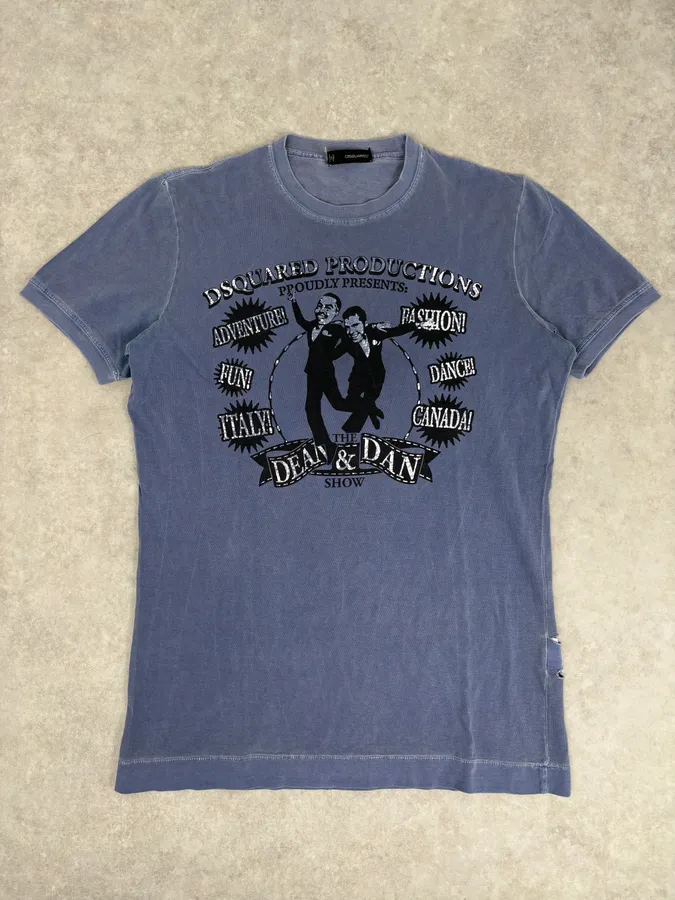 AW2009 Dsquared2 Dean & Dan Blue Graphic Print T-Shirt