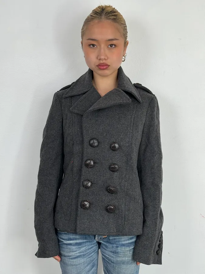 AW2009 Dsquared2 Grey Wool Buttoned Officer Jacket - Image 3