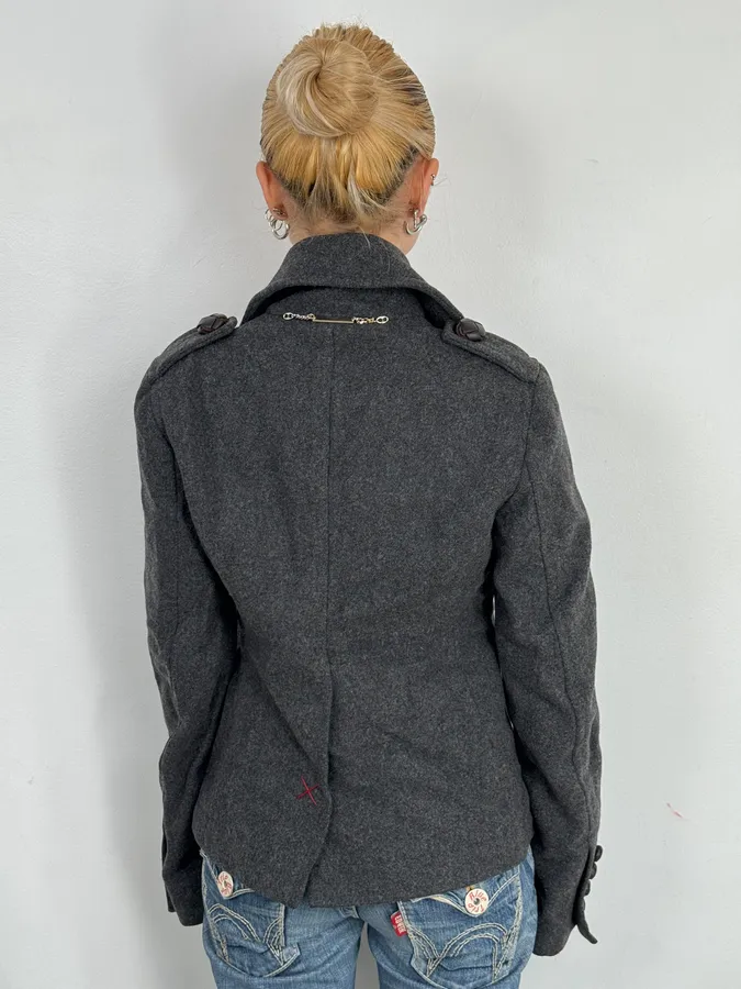 AW2009 Dsquared2 Grey Wool Buttoned Officer Jacket - Image 4