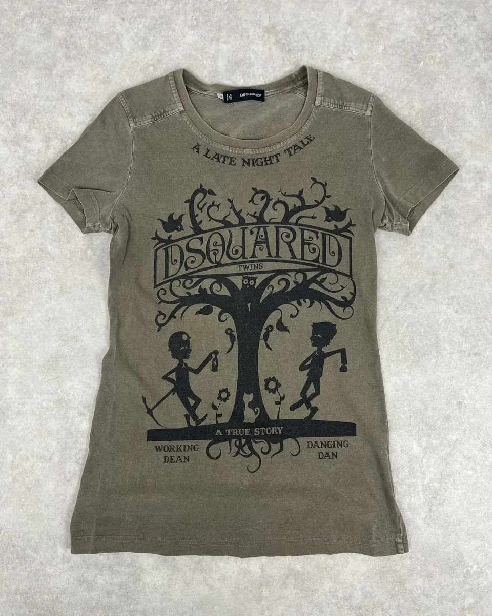 AW2009 Dsquared2 Khaki Humans Tree Nature T-Shirt