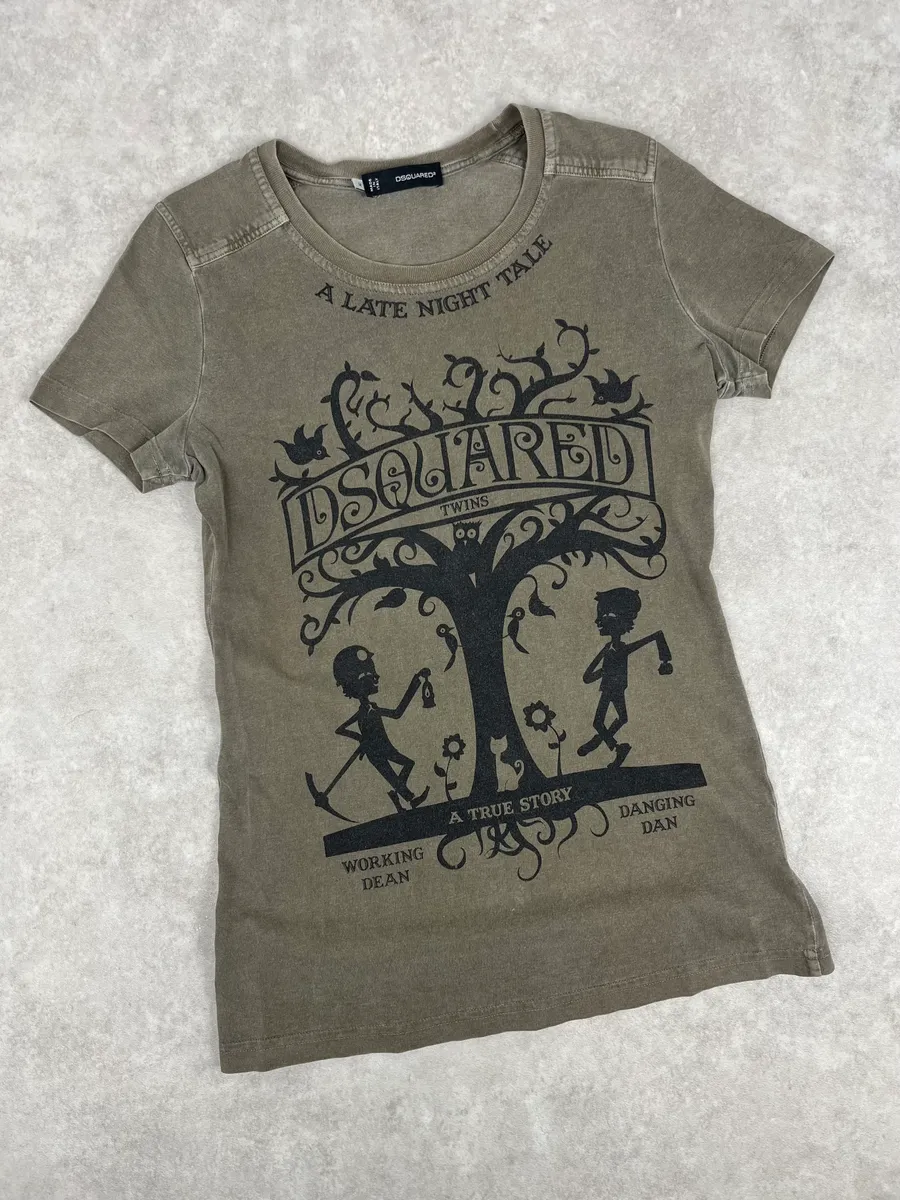 AW2009 Dsquared2 Khaki Humans Tree Nature T-Shirt - Image 5