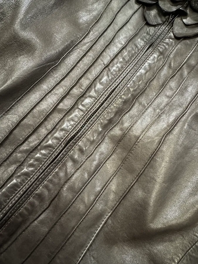 AW2009 Emporio Armani Black Bird Leather Jacket - Image 7
