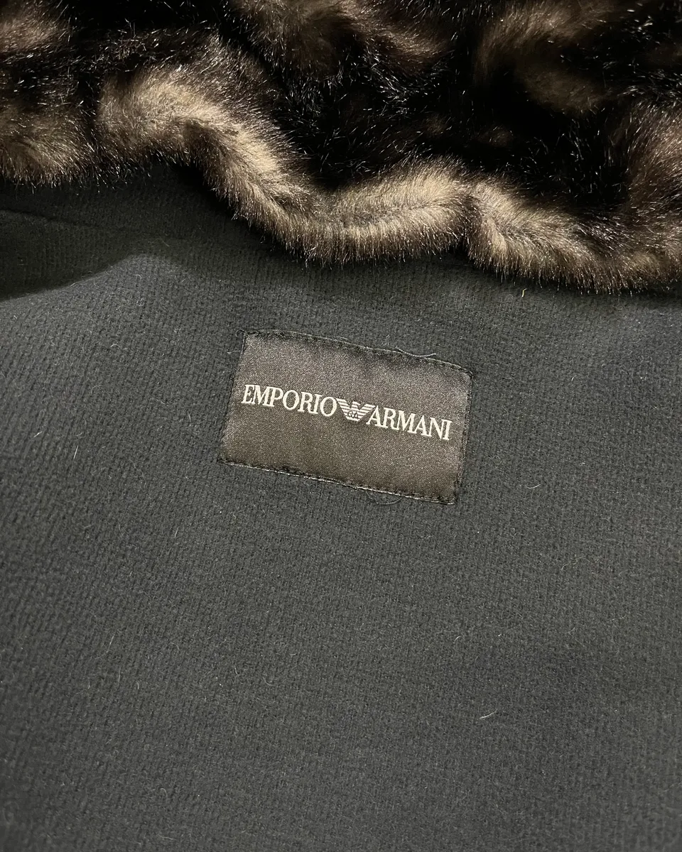 AW2009 Emporio Armani Fur Collar Black Long Coat - Image 10