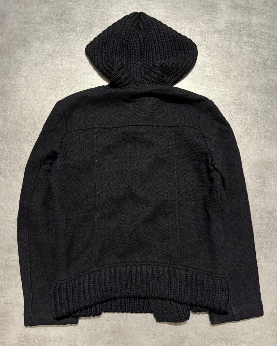 AW2009 Emporio Armani Wool Navy Hooded Naval Buttoned Sweater - Image 4