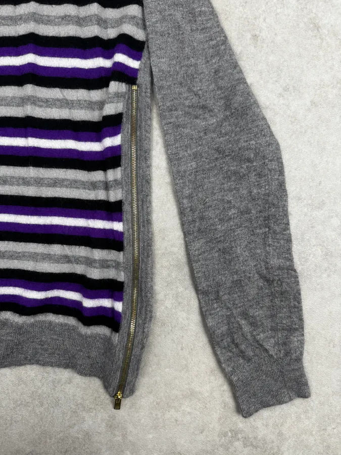 AW2009 Gucci Grey & Purple Striped Side Zip Turtleneck Sweater - Image 7
