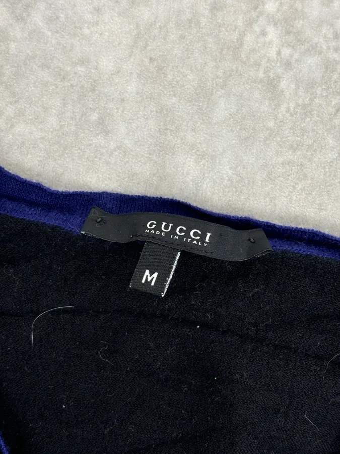 AW2009 Gucci Navy & Black Cashmere Polka Dot V-Neck Sweater by Frida Giannini - Image 8