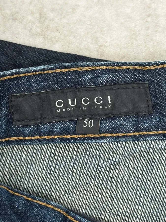 AW2009 Gucci Navy Oiled Denim Jeans by Frida Giannini - Image 10